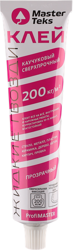 Клей каучуковый MASTERTEKS ProfiMaster Жидкие гвозди 200кг/м2 сверхпрочный, прозрачный, 80г, картинка