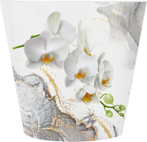 Горшок для цветов с дренажной вставкой INGREEN London Orchid Deco 1,6л d=16см, дизайн белая орхидея, Арт. IG619610519, детальное фото