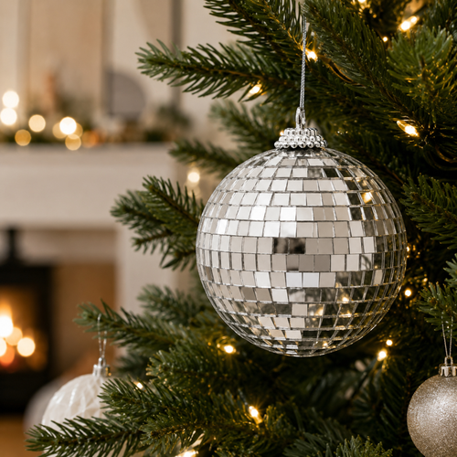 Шар елочный Homeclub сияние, Диско-шар, в ассортименте, серебряно-голубой, 8см, картинка