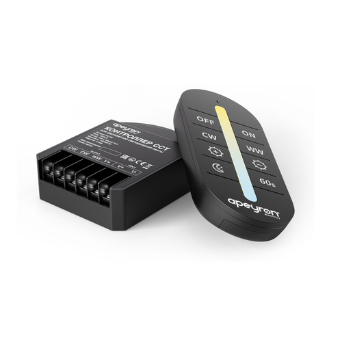 Контроллер APEYRON CCT 12В/24В, 192Вт/384Вт, 2 канала, 16А, IP20, ПДУ RF сенсор, фотография