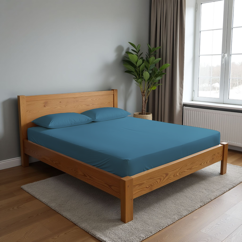 Простыня на резинке HOMECLUB 180х200см, синяя, поплин, Арт. HCP/SE1820/Д3, вид