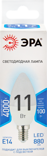 Лампа светодиодная ЭРА Std LED B35-11W-840-E14 11Вт свеча, нейтральный белый свет, Арт. Б0032982, вид
