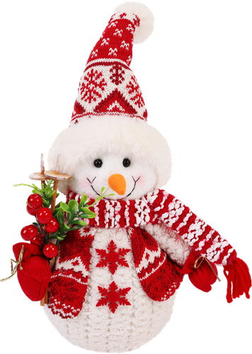 Фигура новогодняя HomeClub классика, Снеговик круглый, 33/43×25/33см, красная, изображение
