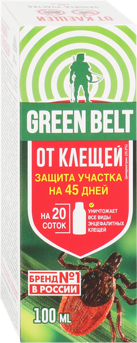 Средство для защиты участка от клещей GREEN BELT концентрат, Арт. 02-766, 100мл, крупный план