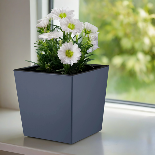 Горшок c дренажной вставкой INGREEN London Cube 25х25см 11.6л, цвет вулканический серый, Арт. IG780110026, детальное фото