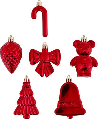 Набор елочных украшений Homeclub классика, разной формы, красный/золотой, 4см, фото