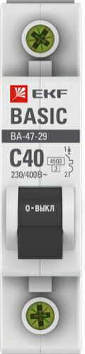 Автоматический выключатель EKF Basic 1P C40 A 4,5 кА, фотография