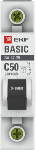 Автоматический выключатель EKF Basic 1P C50 A 4,5 кА, вид