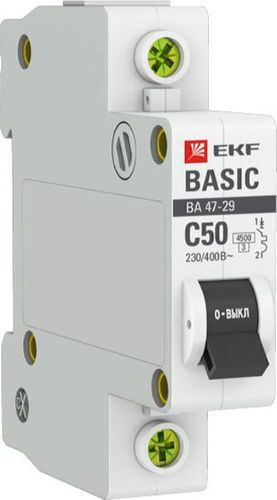 Автоматический выключатель EKF Basic 1P C50 A 4,5 кА, фото