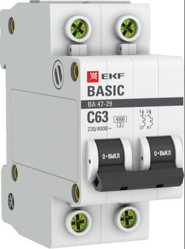 Автоматический выключатель EKF Basic BA 47-29 2P C 63A 4,5кА, детальное фото