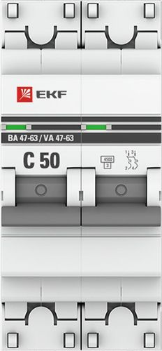 Автомат двухполюсный EKF PROX 2P 50А С, фотография