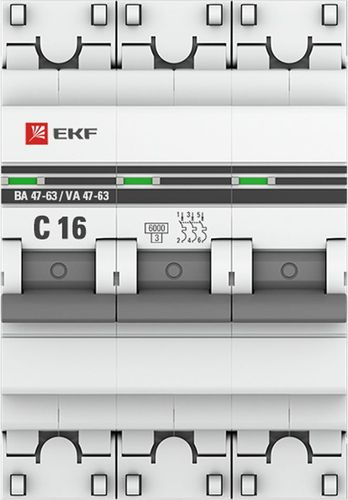 Автомат трехполюсный EKF PROX 3P 16А С, картинка