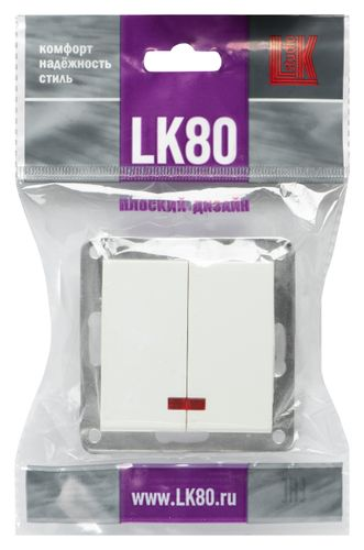Выключатель 2-клавишный LK Studio LK80 841204 белый, фотография