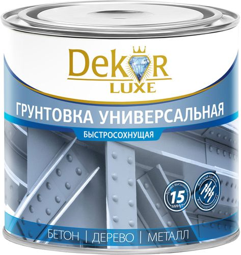 Грунтовка универсальная быстросохнущая DEKOR коричневая 1,9 кг, крупный план