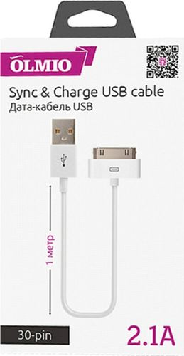 Кабель телефонный Olmio IPHONE 1-жильный 1 м, картинка