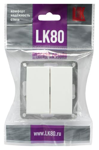 Переключатель 2-клавишный LK Studio LK80 белый, детальное фото