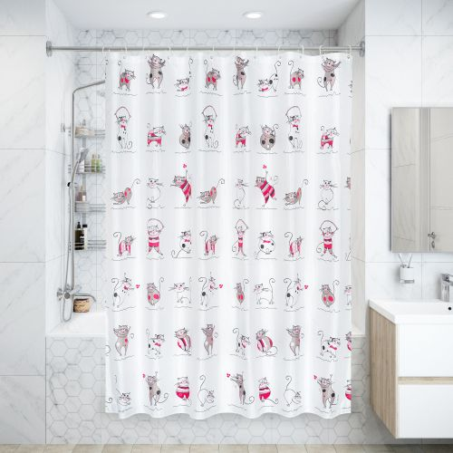 Штора для ванны VANSTORE Peva Cats180х180 см многоцветный, изображение