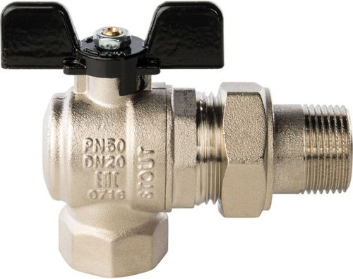Кран латунь никелированная STOUT SVB-0008-000020 3/4" 20 мм американка, изображение