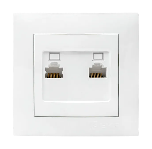 Розетка ВАЛЕНСИЯ EKF компьютер RJ-45 2-мест бел EWK02-035-10, вид