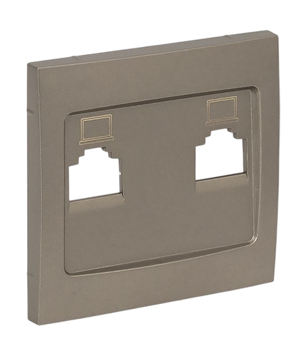 Панель лицевая ВАЛЕНСИЯ розетки RJ-45 2-МЕСТНАЯ кашемир, детальное фото