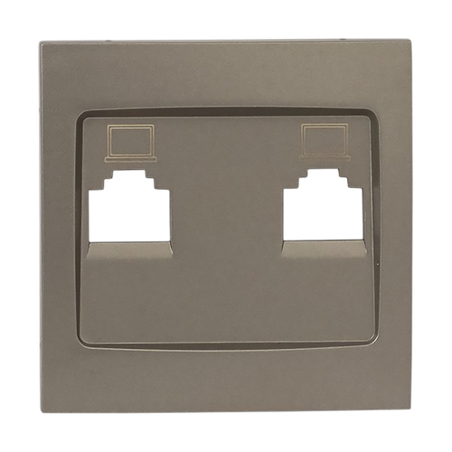 Панель лицевая ВАЛЕНСИЯ розетки RJ-45 2-МЕСТНАЯ кашемир, изображение