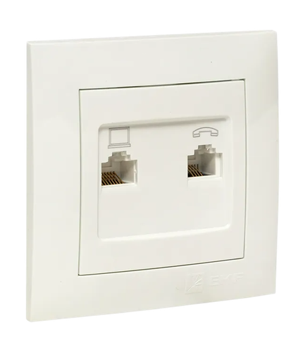 Розетка ВАЛЕНСИЯ EKF EWK02-035-30 RJ-45+RJ11 2-местная, фотография