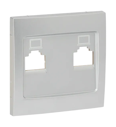 Панель лицевая ВАЛЕНСИЯ розетки RJ-45 2-местная сталь, крупный план