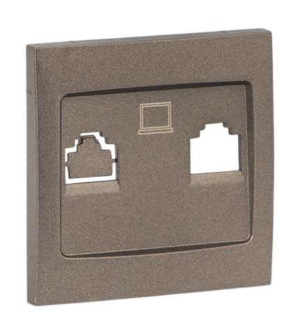 Розетка ВАЛЕНСИЯ EKF лицевая панель RJ-45 2-местная графит, вид
