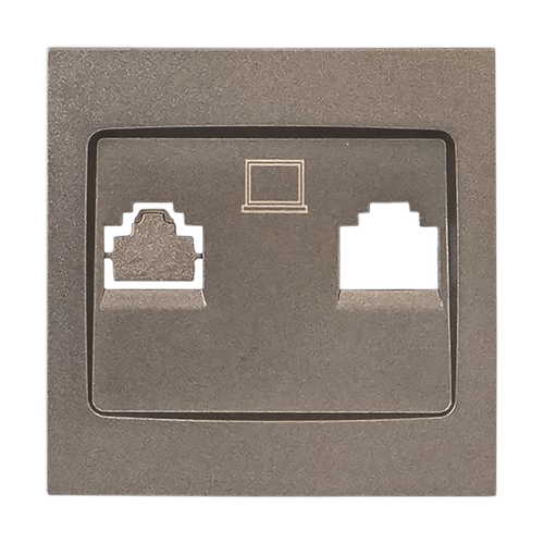 Розетка ВАЛЕНСИЯ EKF лицевая панель RJ-45 2-местная графит, картинка