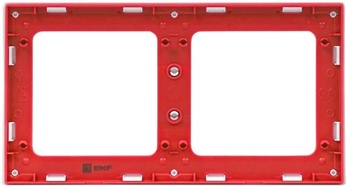 Рамка 2 поста EKF Стокгольм/PROxima EXM-G-305-20 белая с линией цвета красный, детальное фото