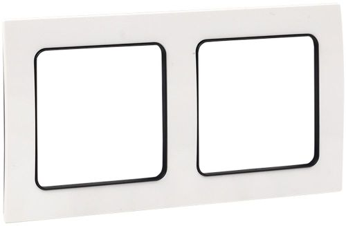Рамка 2 поста EKF Стокгольм/PROxima EXM-G-305-10 белая с линией цвета черный, картинка