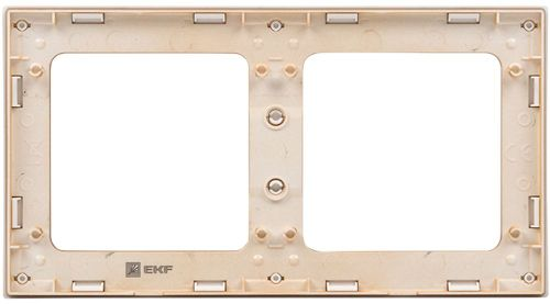 Рамка 2 поста EKF Стокгольм/PROxima EYM-G-303-10 белая с линией цвета шампань, картинка