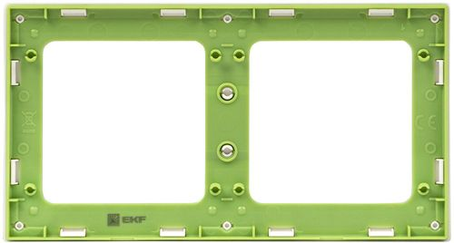 Рамка 2 поста EKF Стокгольм/PROxima EXM-G-303-20 белая с линией цвета зеленый, вид