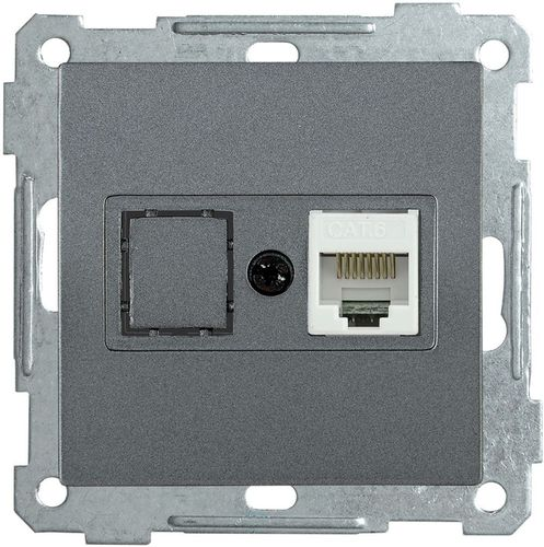 Розетка RJ-45 1 пост IEK BOLERO антрацит, вид