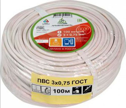 Провод силовой ПВС 3х0,75 кв.мм 100 м, изображение