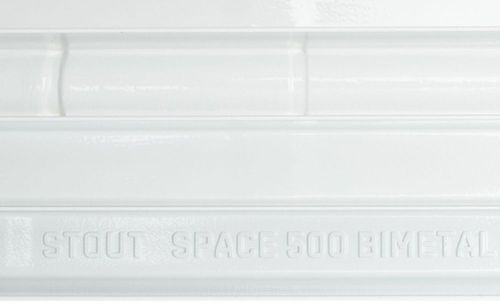 Радиатор биметаллический STOUT Space 500 4 секции боковое подключение RAL9016, картинка