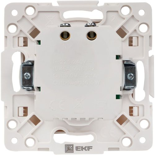 Розетка USB 2 поста EKF Стокгольм/PROxima белый, фотография