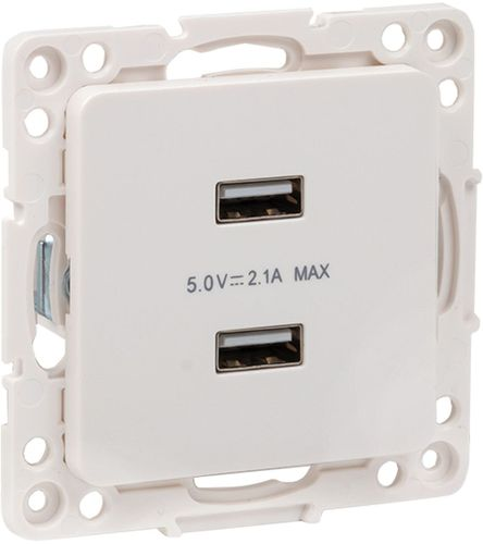 Розетка USB 2 поста EKF Стокгольм/PROxima белый, фотография