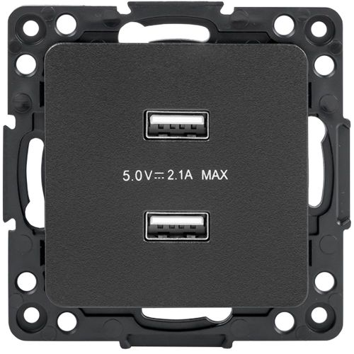 Розетка USB 2 поста EKF Стокгольм/PROxima черный, фото