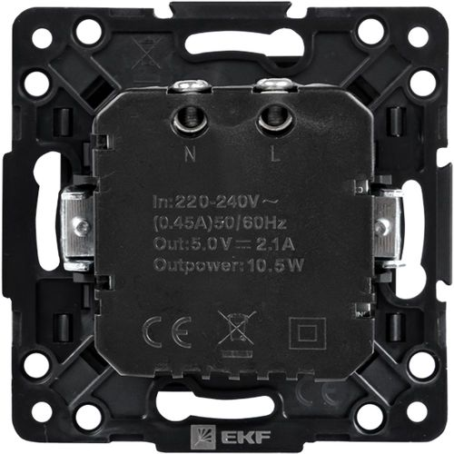 Розетка USB 2 поста EKF Стокгольм/PROxima черный, фото