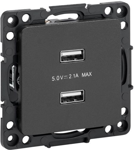 Розетка USB 2 поста EKF Стокгольм/PROxima черный, детальное фото