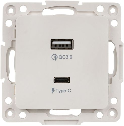 Розетка USB Type-A+C 2 поста EKF Стокгольм/PROxima белый, изображение