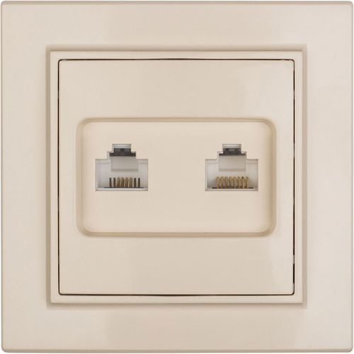 Розетка RJ-45,RJ-11 1 пост EKF Минск бежевый, вид