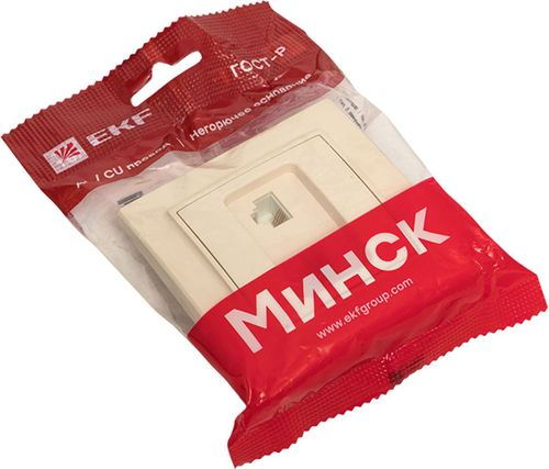 Розетка RJ-45,RJ-11 1 пост EKF Минск бежевый, изображение
