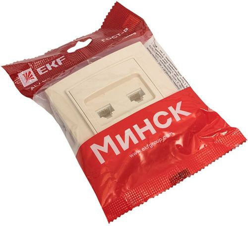 Розетка RJ-45 2 поста EKF Минск бежевый, фотография
