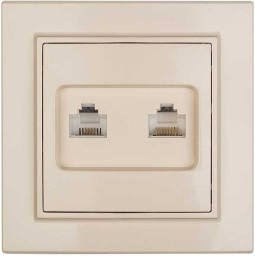 Розетка RJ-45 2 поста EKF Минск бежевый, вид
