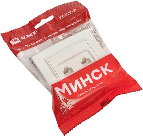 Розетка RJ-45,RJ-11 1 пост EKF Минск белый, вид