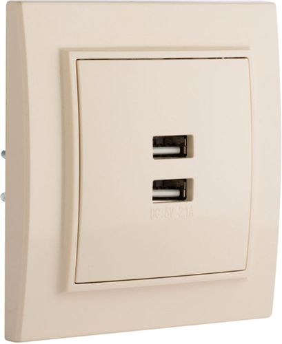 Розетка USB Type A 2 поста EKF Минск бежевый, фотография