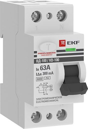 УЗО 300МА двухполюсный EKF PROX 2P 63А, картинка