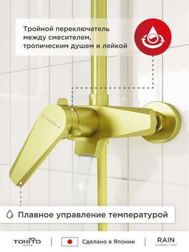 Душевая стойка с тропическим душем и смесителем TOKITO 153х21х47, вид
